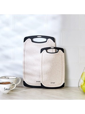 Emsan Daily Granit Desenli Krem 2'li Kesme Tahtası 25/31 cm