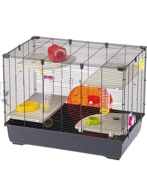 Ferplast Hamster Kafesi Village 80, 5 Katlı Küçük Hayvan Kafesi, Hamster Çarkı, Şişe ve Ev, Hamster Oyuncağı, Tünel ve Aksesuar, 82 x 51 x Y 62 Cm, Boyalı Metal ve Plastik