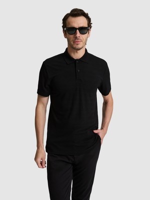 Cacharel Erkek Siyah Slim Fit Polo Yaka T-Shirt 50328376-VR046