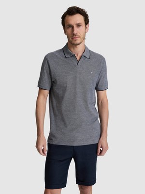 Cacharel Erkek Lacivert Slim Fit %100 Pamuk Jakarlı Apaş Yaka T-Shirt 50320577-VR033