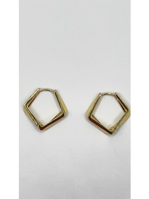 Stelle Jewelry Xuping Geometrik Kare Halka Küpe Altın Renk Paslanmaz Çelik Görünümlü Şık Kadın Küpe