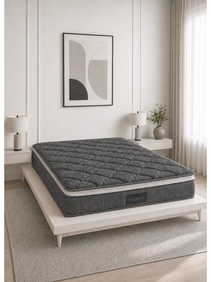 Yatakcım Aura Comfort Ultra Full Ortopedik Pedli Tavşan Tüyü Torba Yaylı Yatak (Antrasit) 90X190