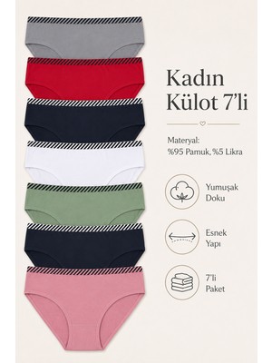 Nicoletta Kadın Külot 7 Li Paket Likralı Pamuklu Mixcolor