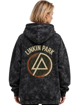 Sevbano Linkin Park Rock Metal Müzik Grubu Baskılı Unisex Oversize Yıkamalı Premium Hoodie Sweatshirt
