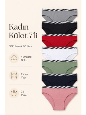 Nicoletta Kadın Külot 7 Li Paket Likralı Pamuklu Mixcolor
