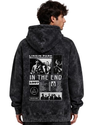 Sevbano Linkin Park Rock Metal Müzik Grubu Baskılı Unisex Oversize Yıkamalı Premium Hoodie Sweatshirt