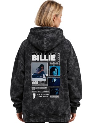 Sevbano Billie Eilish Şarkıcı Baskılı Unisex Oversize Yıkamalı Premium Hoodie Sweatshirt