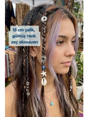 Balzamin Deniz Temalı Spiral Hair Cuff Çelik Örgü Saç Aksesuarı Bohem Plaj Tokası Saç Boncuğu