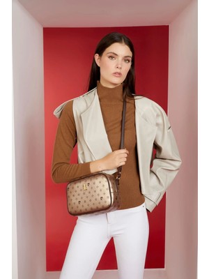 TeknoKapsül Pierre Cardin Altın Monogram Kadın Omuz Çantası 05PO22Y1538