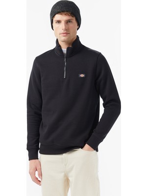 Dickies Oakport 1/4 Zip Crew Erkek Siyah Sweatshirt