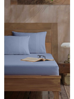 Elart Ranforce Fitted Çift Kişilik Çarşaf Pamuk (180X200CM) Mavi