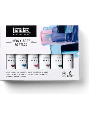 Liquitex : Professional : Heavy Body : Akrilik Boya Seti : 6 Renk x 59 ml (Muted Collection + White)