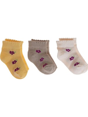 TeknoKapsül Ebebek Hello Baby Hellobaby Kız Bebek 3lü Bilek Çorap Çiçek Baskılı
