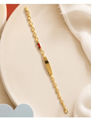 Sarezza Gold 14 Ayar Altın Araba Figürlü Çocuk Künye Bileklik