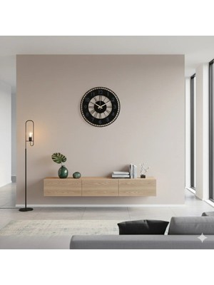 Empressco Siyah Ahşap Yuvarlak Roma Rakamlı Duvar Saati Salon Oturma Yatak Odası Ofis Için 40X40 Duvar Dekoru