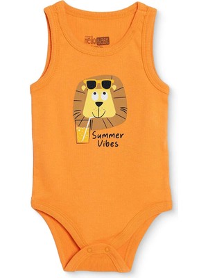 TeknoKapsül Ebebek Hello Baby Hellobaby Erkek Bebek Body Hayvan Baskılı Çıtçıtlı Bisiklet Yaka Kısa Kol