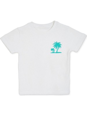 TeknoKapsül Ebebek Hello Baby Hellobaby Erkek Bebek Tişört Palmiye Baskılı Bisiklet Yaka Short Sleeve