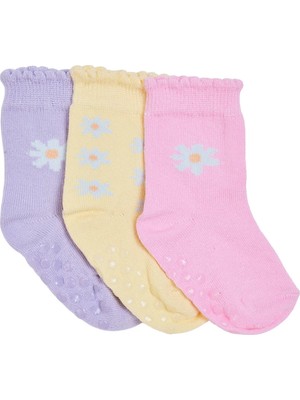TeknoKapsül Ebebek Hello Baby Hellobaby Kız Bebek 3lü Kaydırmaz Çorap Hayvan Baskılı