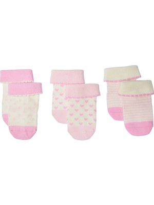TeknoKapsül Ebebek Hello Baby Hellobaby Kız Bebek 3lü Kıvrık Çorap Çizgili