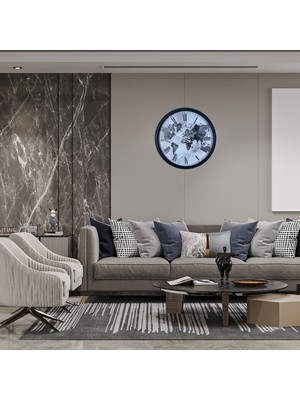 ForWhat Büro Ev Ofis Dekoru Için 52CM Siyah Atlas Roman Motif Duvar Saati