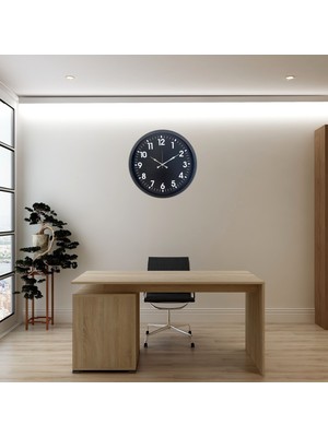 ForWhat Büro Ev Ofis Dekoru Için 52CM Siyah Standart Motif Duvar Saati
