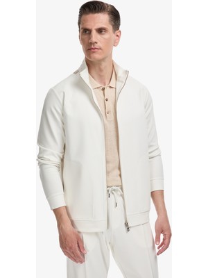 Cacharel Ekru Slim Fit Tam Fermuarlı Sweatshirt 50320609 VR019