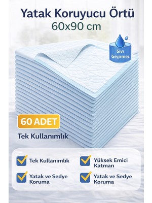 Northcity 60X90 cm Sıvı Geçirmez Hasta Altı Bezi - 60 Adet Tek Kullanımlık Yatak Koruyucu Örtü