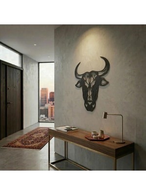 Northcity Geometrik Boğa Duvar Tablosu - Modern Mdf Lazer Kesim Minimal Duvar Süsü
