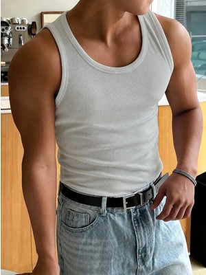 Gamaro Erkek Halter Yaka Penye Kaşkorse Fitted Kalıp Sporcu Likralı Atlet