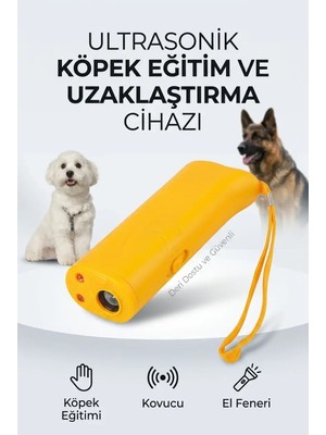 Genel Tedarik Köpek Kovucu Ultrasonik Eğitim Cihazı LED Fenerli Taşınabilir Sarı Yardımcı Ürün