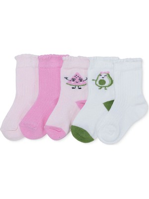 TeknoKapsül Ebebek Hello Baby Hellobaby Kız Bebek 5li Soket Çorap Meyve Baskılı