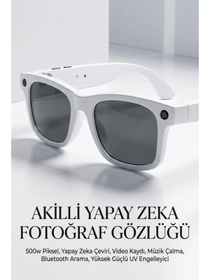 Genel Tedarik Kablosuz Bağlantılı Beyaz Akıllı Gözlük Kamera Video ve Ses Kaydı Destekli