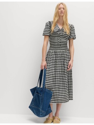 Marks & Spencer Pötikareli Gingham Midi Elbise