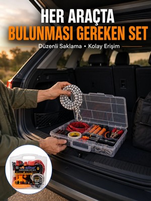 Genel Tedarik 27 Parça Oto Güvenlik ve Bakım Seti Şeffaf Taşıma Kutulu Araç Ekipman Çantasız