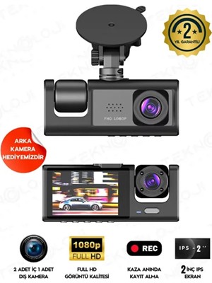 Genel Tedarik LCD Ekranlı 3 Kameralı Dash Cam Araç Içi Yol Kayıt Kamerası Gece Görüşlü G Sensörlü