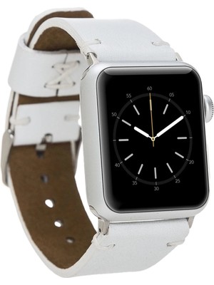Genel Tedarik Apple Watch Uyumlu Deri Kordon 38-40-41MM Orfe F3 Beyaz