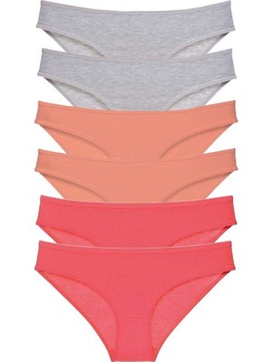 Royaleks 6 Adet Süper Eko Set Likralı Kadın Slip Külot Gri Pudra Fuşya