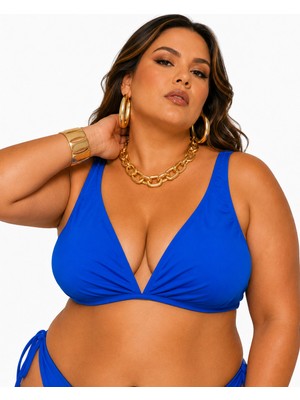 No Gossip Büyük Beden Sabit Pedli Kalın Askılı Toparlayıcı Kadın Bikini Üst