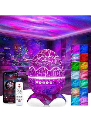 Motto Ticaret Mavi Dinozor Yumurtası Tasarımlı, Projektör ve Bluetooth Hoparlörlü Gece Lambası