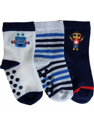TeknoKapsül Ebebek Hello Baby Hellobaby Erkek Bebek 3lü Kaydırmaz Çorap Çizgili - Fiyatı, Yorumları