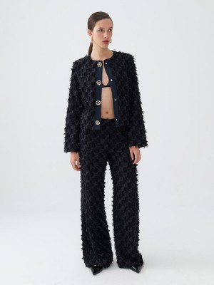 Nocturne Oversize Midi Pantolon - Minimalist, Yüksek Bel, Geniş Paça