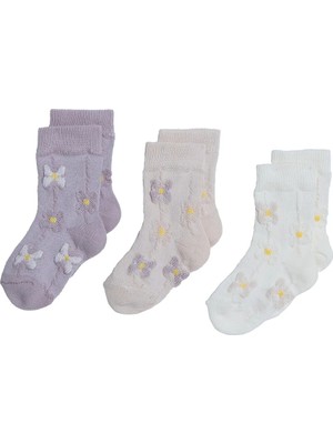 Hellobaby Kız Bebek 3lü Soket Çorap Çiçek Baskılı