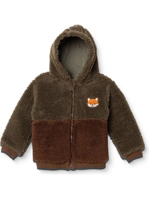 Hellobaby Erkek Bebek Welsoft Mont Hayvan Baskılı Fermuarlı Kapüşonlu Long Sleeve
