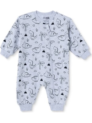 Hellobaby Erkek Bebek Uyku Tulumu Dinozor Baskılı Fermuarlı Bisiklet Yaka Uzun Kol Ribanalı