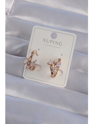 Mey İthalat Mey Ithalat® Xuping Rose Renk Zirkon Taşlı Halka Küpe