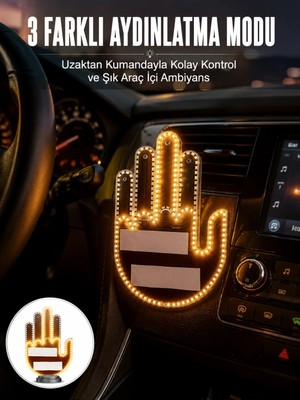 Mercansa Uzaktan Kumandalı El Orta Parmak LED Araç Camına Özel Yeni Nesil