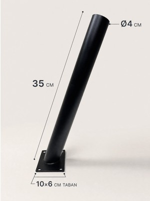 Mercansa 35 cm Siyah Metal Dış Mekan Sokak Armatürü Montaj Konsolu 4 cm Boru 10X6 cm Tabanlı