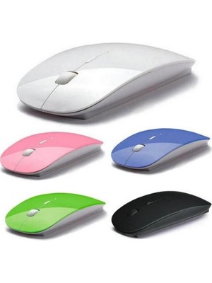 Genel Tedarik Ultra Ince USB Bilgisayar Pc Dizüstü Masaüstü Kablosuz Mouse (Beyaz)
