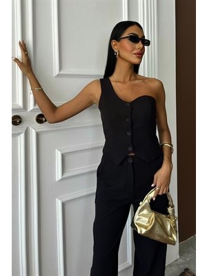 De'charme Tek Omuz Büstiyer Plazzo Pantolon Viscon Takım 10159
