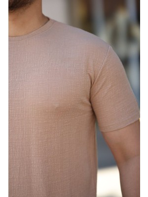 De'charme Erkek Ağaç Kabuğu Desenli Kısa Kollu T-Shirt